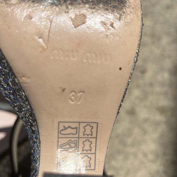 🔅 AUTHENTIC Stunning MIU MIU Silver Glitter Platform Sandals 😻 - Picture 9 of 14